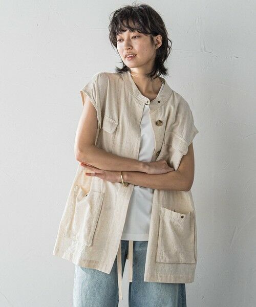 MAYSON GREY / メイソングレイ ダウンジャケット・ベスト | コットンリネンワークジレ≪手洗い可能≫ | 詳細1