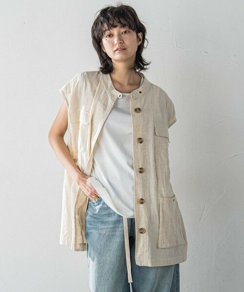 MAYSON GREY/メイソングレイ コットンリネンワークジレ≪手洗い可能≫ ベージュ M MAYSON GREY/メイソングレイ コットンリネンワークジレ≪手洗い可能≫ ベージュ M
