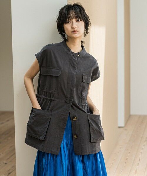 MAYSON GREY / メイソングレイ ダウンジャケット・ベスト | コットンリネンワークジレ≪手洗い可能≫ | 詳細12