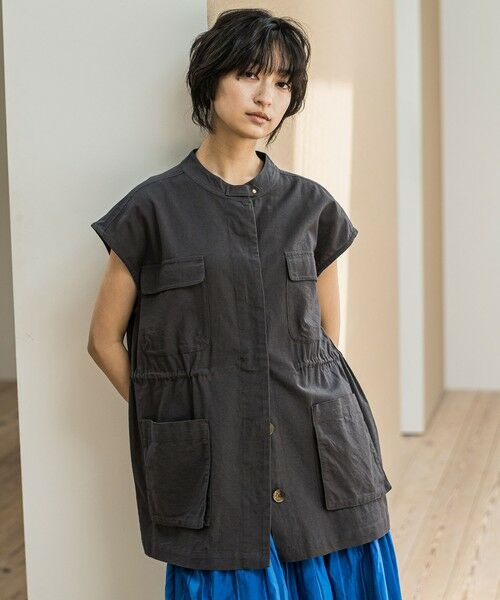 MAYSON GREY/メイソングレイ コットンリネンワークジレ&#8810;手洗い可能&#8811; チャコールグレー M