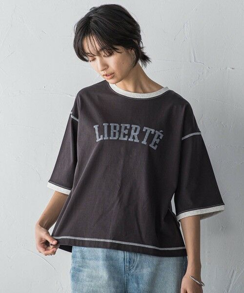 MAYSON GREY / メイソングレイ カットソー | バイカラーパイピングロゴTシャツ≪手洗い可能≫ | 詳細17