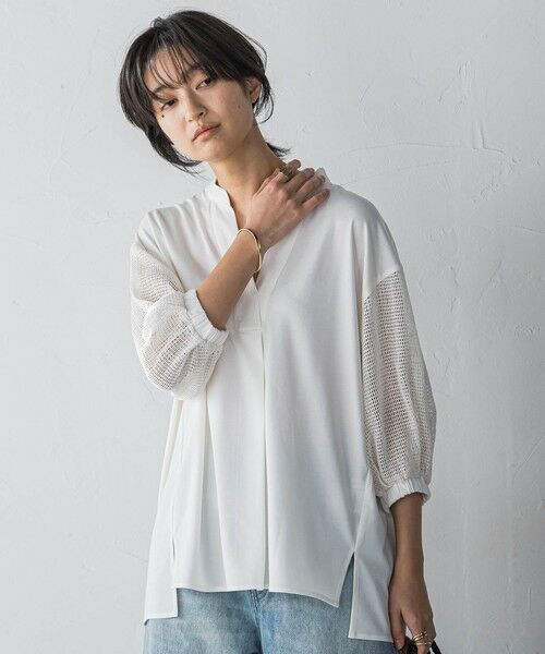 MAYSON GREY / メイソングレイ カットソー | メッシュスリーブスキッパープルオーバー≪手洗い可能≫ | 詳細1