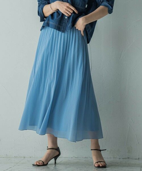 MAYSON GREY/メイソングレイ 消しプリーツスカート≪手洗い可能≫ ブルー M MAYSON GREY/メイソングレイ 消しプリーツスカート≪手洗い可能≫ ブルー M