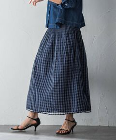 MAYSON GREY / メイソングレイ ミニ・ひざ丈スカート | ギンガムチェック×ストライプリバーシブルスカート≪洗濯機で洗える≫