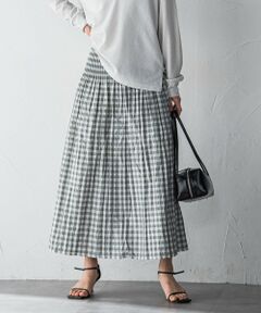 MAYSON GREY / メイソングレイ ミニ・ひざ丈スカート | ギンガムチェック×ストライプリバーシブルスカート≪洗濯機で洗える≫