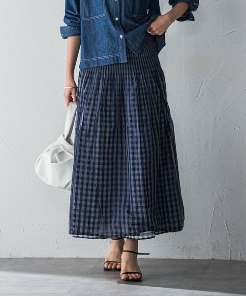 MAYSON GREY / メイソングレイ ミニ・ひざ丈スカート | ギンガムチェック×ストライプリバーシブルスカート≪洗濯機で洗える≫ | 詳細1