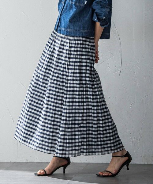 MAYSON GREY / メイソングレイ ミニ・ひざ丈スカート | ギンガムチェック×ストライプリバーシブルスカート≪洗濯機で洗える≫ | 詳細10