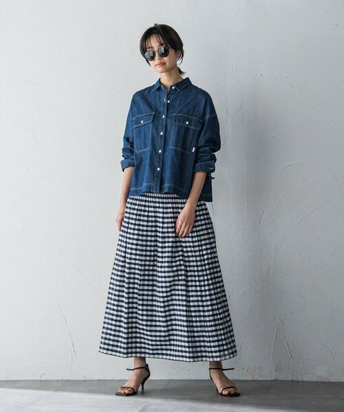 MAYSON GREY / メイソングレイ ミニ・ひざ丈スカート | ギンガムチェック×ストライプリバーシブルスカート≪洗濯機で洗える≫ | 詳細12