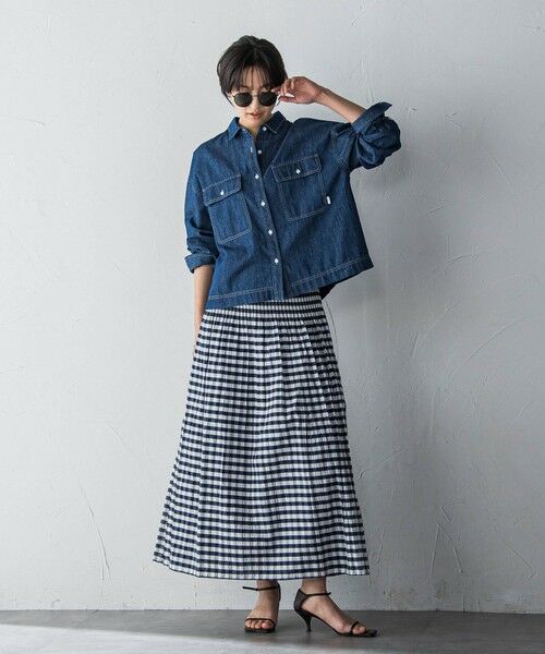 MAYSON GREY / メイソングレイ ミニ・ひざ丈スカート | ギンガムチェック×ストライプリバーシブルスカート≪洗濯機で洗える≫ | 詳細13