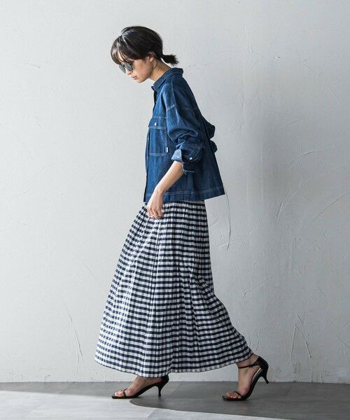 MAYSON GREY / メイソングレイ ミニ・ひざ丈スカート | ギンガムチェック×ストライプリバーシブルスカート≪洗濯機で洗える≫ | 詳細14