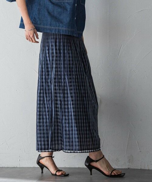 MAYSON GREY / メイソングレイ ミニ・ひざ丈スカート | ギンガムチェック×ストライプリバーシブルスカート≪洗濯機で洗える≫ | 詳細3