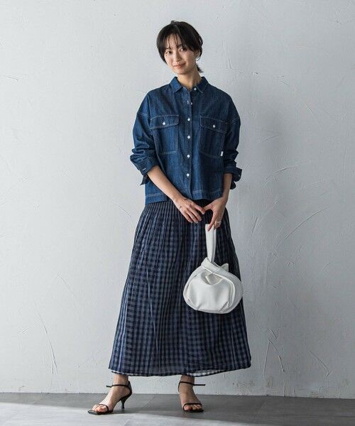 MAYSON GREY / メイソングレイ ミニ・ひざ丈スカート | ギンガムチェック×ストライプリバーシブルスカート≪洗濯機で洗える≫ | 詳細4