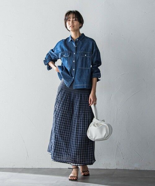 MAYSON GREY / メイソングレイ ミニ・ひざ丈スカート | ギンガムチェック×ストライプリバーシブルスカート≪洗濯機で洗える≫ | 詳細5