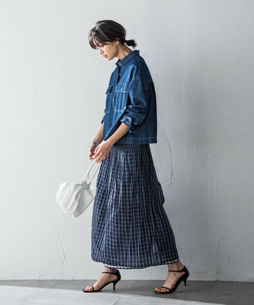 MAYSON GREY / メイソングレイ ミニ・ひざ丈スカート | ギンガムチェック×ストライプリバーシブルスカート≪洗濯機で洗える≫ | 詳細6