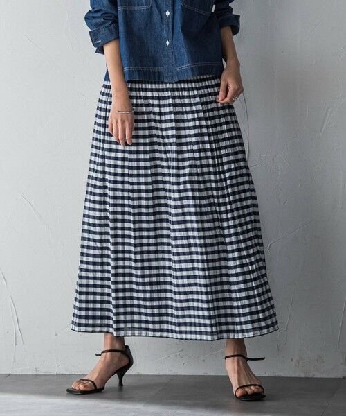 MAYSON GREY / メイソングレイ ミニ・ひざ丈スカート | ギンガムチェック×ストライプリバーシブルスカート≪洗濯機で洗える≫ | 詳細9