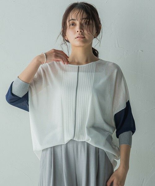 MAYSON GREY/メイソングレイ バイカラースリーブニットプルオーバー≪手洗い可能≫ ホワイト系その他 M MAYSON GREY/メイソングレイ バイカラースリーブニットプルオーバー≪手洗い可能≫ ホワイト系その他 M