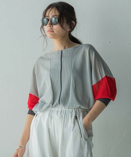 MAYSON GREY/メイソングレイ バイカラースリーブニットプルオーバー≪手洗い可能≫ グレー系その他 M MAYSON GREY/メイソングレイ バイカラースリーブニットプルオーバー≪手洗い可能≫ グレー系その他 M
