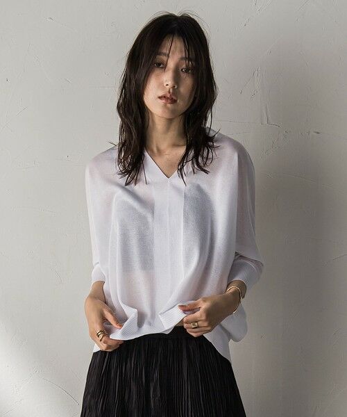 MAYSON GREY / メイソングレイ ニット・セーター | 【新色追加】LEVITAシアーVネックドルマンニットプルオーバー≪手洗い可能≫ | 詳細1