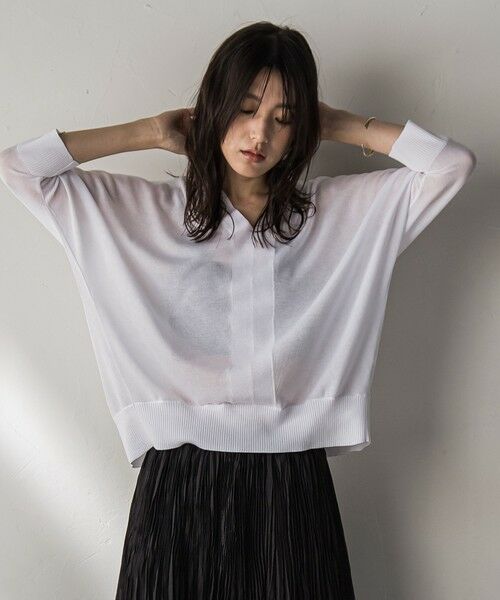 MAYSON GREY / メイソングレイ ニット・セーター | 【新色追加】LEVITAシアーVネックドルマンニットプルオーバー≪手洗い可能≫ | 詳細2