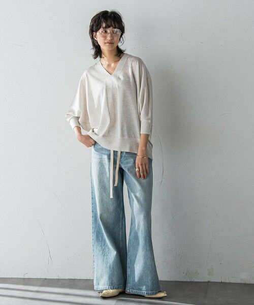 MAYSON GREY / メイソングレイ ニット・セーター | 【新色追加】LEVITAシアーVネックドルマンニットプルオーバー≪手洗い可能≫ | 詳細11