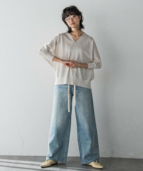 MAYSON GREY / メイソングレイ ニット・セーター | 【新色追加】LEVITAシアーVネックドルマンニットプルオーバー≪手洗い可能≫ | 詳細12