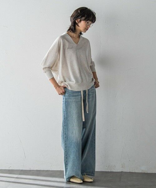 MAYSON GREY / メイソングレイ ニット・セーター | 【新色追加】LEVITAシアーVネックドルマンニットプルオーバー≪手洗い可能≫ | 詳細13