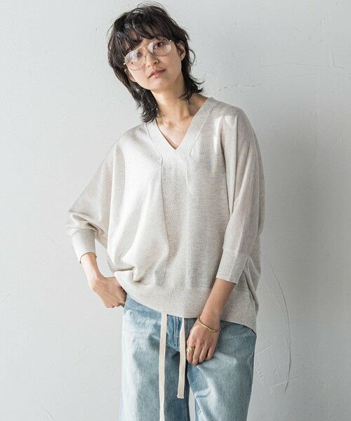MAYSON GREY / メイソングレイ ニット・セーター | 【新色追加】LEVITAシアーVネックドルマンニットプルオーバー≪手洗い可能≫ | 詳細8