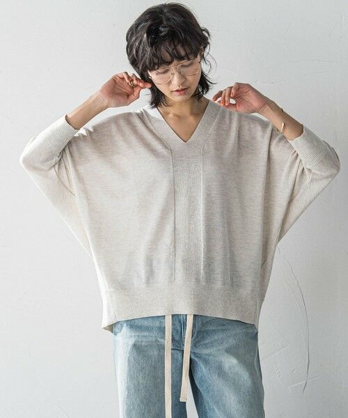 MAYSON GREY / メイソングレイ ニット・セーター | 【新色追加】LEVITAシアーVネックドルマンニットプルオーバー≪手洗い可能≫ | 詳細9