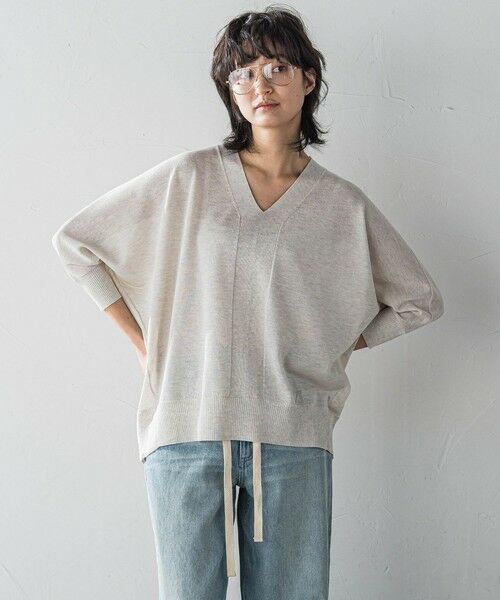 MAYSON GREY / メイソングレイ ニット・セーター | 【新色追加】LEVITAシアーVネックドルマンニットプルオーバー≪手洗い可能≫ | 詳細10