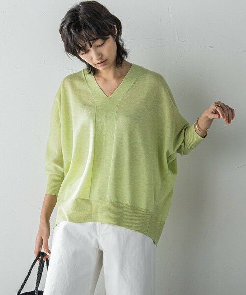 MAYSON GREY / メイソングレイ ニット・セーター | 【新色追加】LEVITAシアーVネックドルマンニットプルオーバー≪手洗い可能≫ | 詳細16