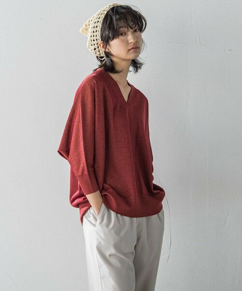 MAYSON GREY / メイソングレイ ニット・セーター | 【新色追加】LEVITAシアーVネックドルマンニットプルオーバー≪手洗い可能≫ | 詳細23