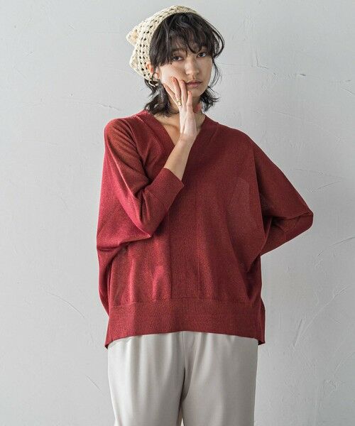 MAYSON GREY / メイソングレイ ニット・セーター | 【新色追加】LEVITAシアーVネックドルマンニットプルオーバー≪手洗い可能≫ | 詳細24