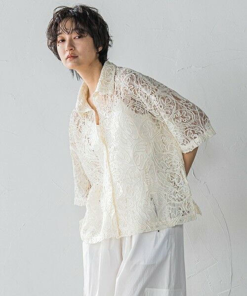 MAYSON GREY / メイソングレイ シャツ・ブラウス | 【WEB限定】コード刺繍レースワイドシャツ≪手洗い可能≫ | 詳細1