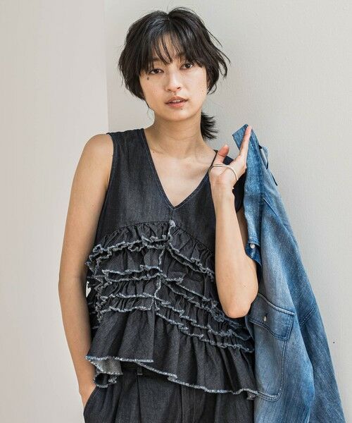 MAYSON GREY / メイソングレイ ダウンジャケット・ベスト | レイヤードフリルデニムベスト≪洗濯機で洗える≫ | 詳細1