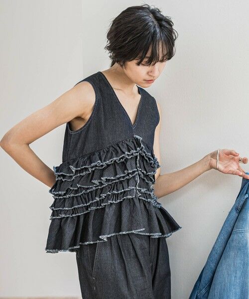 MAYSON GREY / メイソングレイ ダウンジャケット・ベスト | レイヤードフリルデニムベスト≪洗濯機で洗える≫ | 詳細2