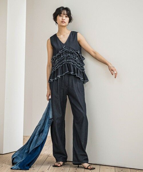 MAYSON GREY / メイソングレイ ダウンジャケット・ベスト | レイヤードフリルデニムベスト≪洗濯機で洗える≫ | 詳細3