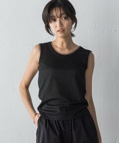 MAYSON GREY / メイソングレイ カットソー | チュール使いラメリブタンクトップ≪手洗い可能≫