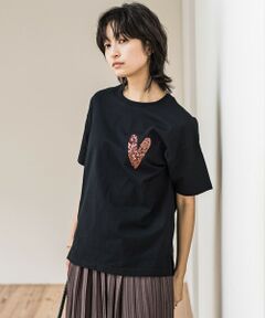 MAYSON GREY / メイソングレイ カットソー | スパンコールハート刺繍Tシャツ≪洗濯機で洗える≫