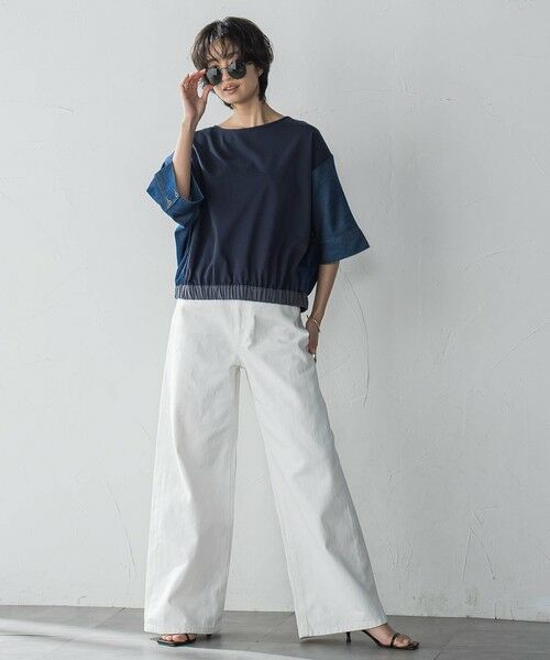 MAYSON GREY / メイソングレイ カットソー | デニムドッキングドロストドルマンプルオーバー≪洗濯機で洗える≫ | 詳細13