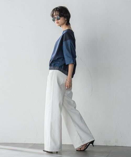 MAYSON GREY / メイソングレイ カットソー | デニムドッキングドロストドルマンプルオーバー≪洗濯機で洗える≫ | 詳細14
