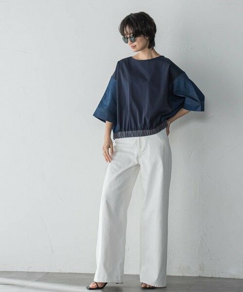 MAYSON GREY / メイソングレイ カットソー | デニムドッキングドロストドルマンプルオーバー≪洗濯機で洗える≫ | 詳細15