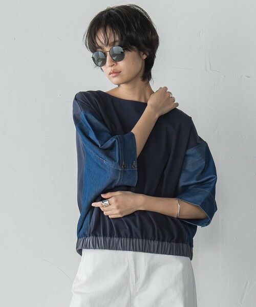 MAYSON GREY / メイソングレイ カットソー | デニムドッキングドロストドルマンプルオーバー≪洗濯機で洗える≫ | 詳細10