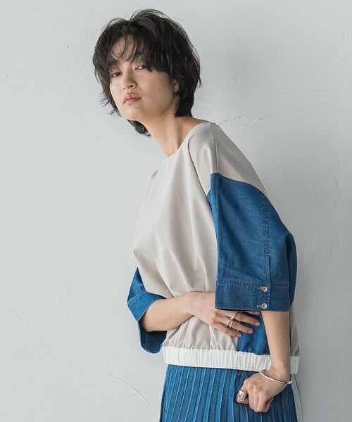 MAYSON GREY / メイソングレイ カットソー | デニムドッキングドロストドルマンプルオーバー≪洗濯機で洗える≫ | 詳細26