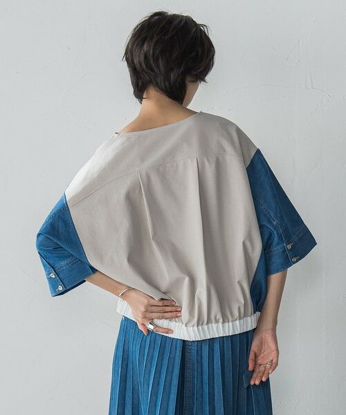 MAYSON GREY / メイソングレイ カットソー | デニムドッキングドロストドルマンプルオーバー≪洗濯機で洗える≫ | 詳細28