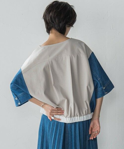 MAYSON GREY/メイソングレイ デニムドッキングドロストドルマンプルオーバー&#8810;洗濯機で洗える&#8811; ブルー M