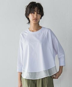 MAYSON GREY / メイソングレイ カットソー | 7分袖ドライコットン混裾ドッキングドルマンプルオーバー≪洗濯機で洗える≫