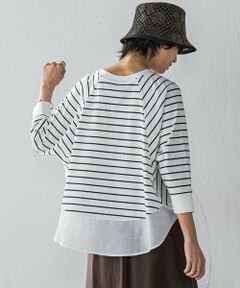 MAYSON GREY / メイソングレイ カットソー | 7分袖ドライコットン混裾ドッキングドルマンプルオーバー≪洗濯機で洗える≫