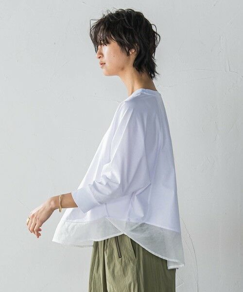 MAYSON GREY / メイソングレイ カットソー | 7分袖ドライコットン混裾ドッキングドルマンプルオーバー≪洗濯機で洗える≫ | 詳細3