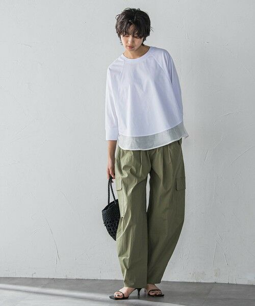 MAYSON GREY / メイソングレイ カットソー | 7分袖ドライコットン混裾ドッキングドルマンプルオーバー≪洗濯機で洗える≫ | 詳細4