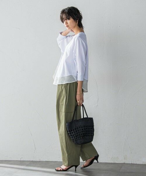 MAYSON GREY / メイソングレイ カットソー | 7分袖ドライコットン混裾ドッキングドルマンプルオーバー≪洗濯機で洗える≫ | 詳細6